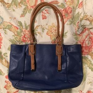 Audrey Brooke Leather Tote Bag Blue